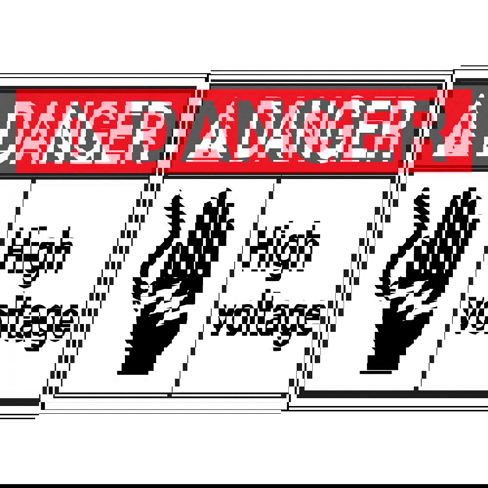 Safety Signs; Family: Safety Sign ; Sign Type: Exit; Facility; Security & Admittance; Fire; Visitor; Workplace ; Sign Header: DANGER ; Legend: DANGER High Voltage ; Message/Graphic: Message & Graphic ; Graphic Type: Hand with Lightning Bolt through It